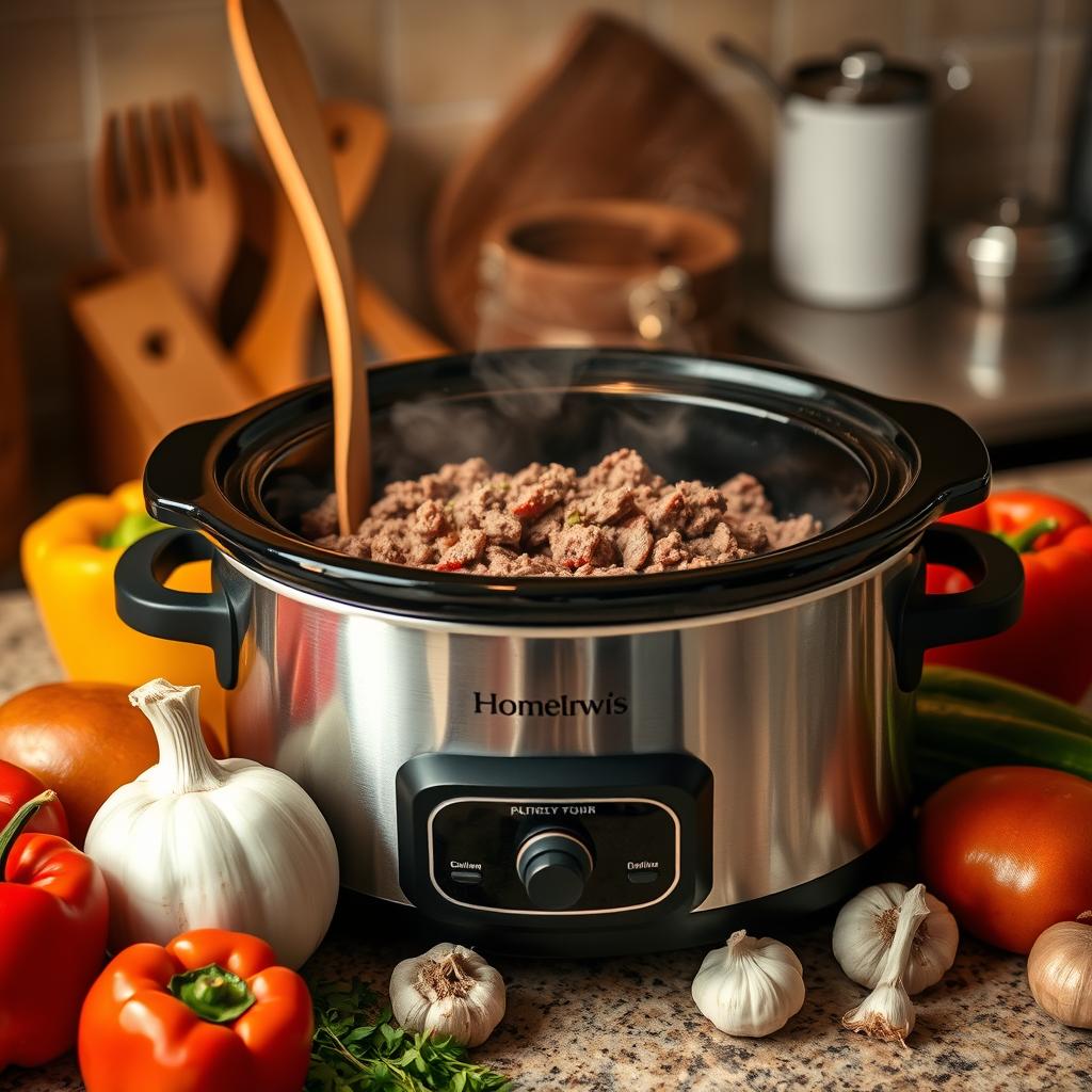 crockpot cooking with ground beef