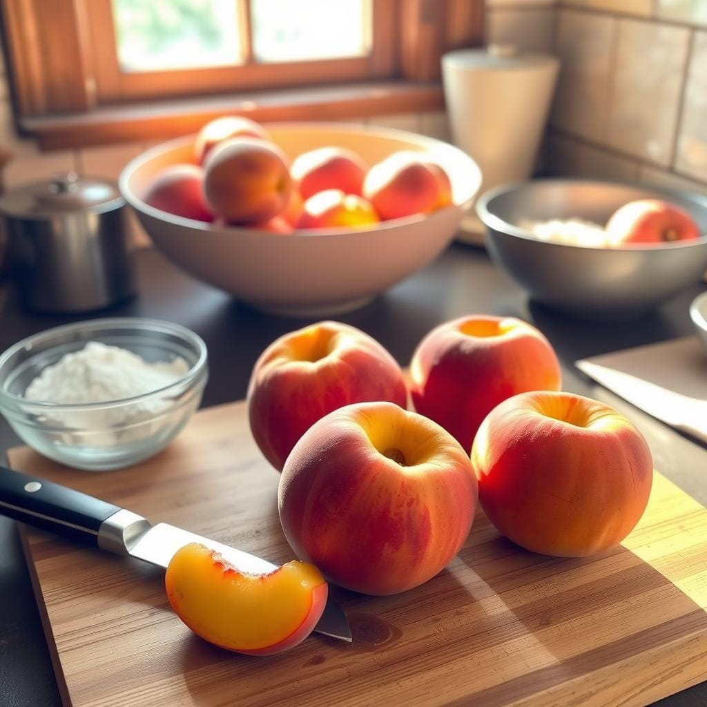 peach dessert preparation