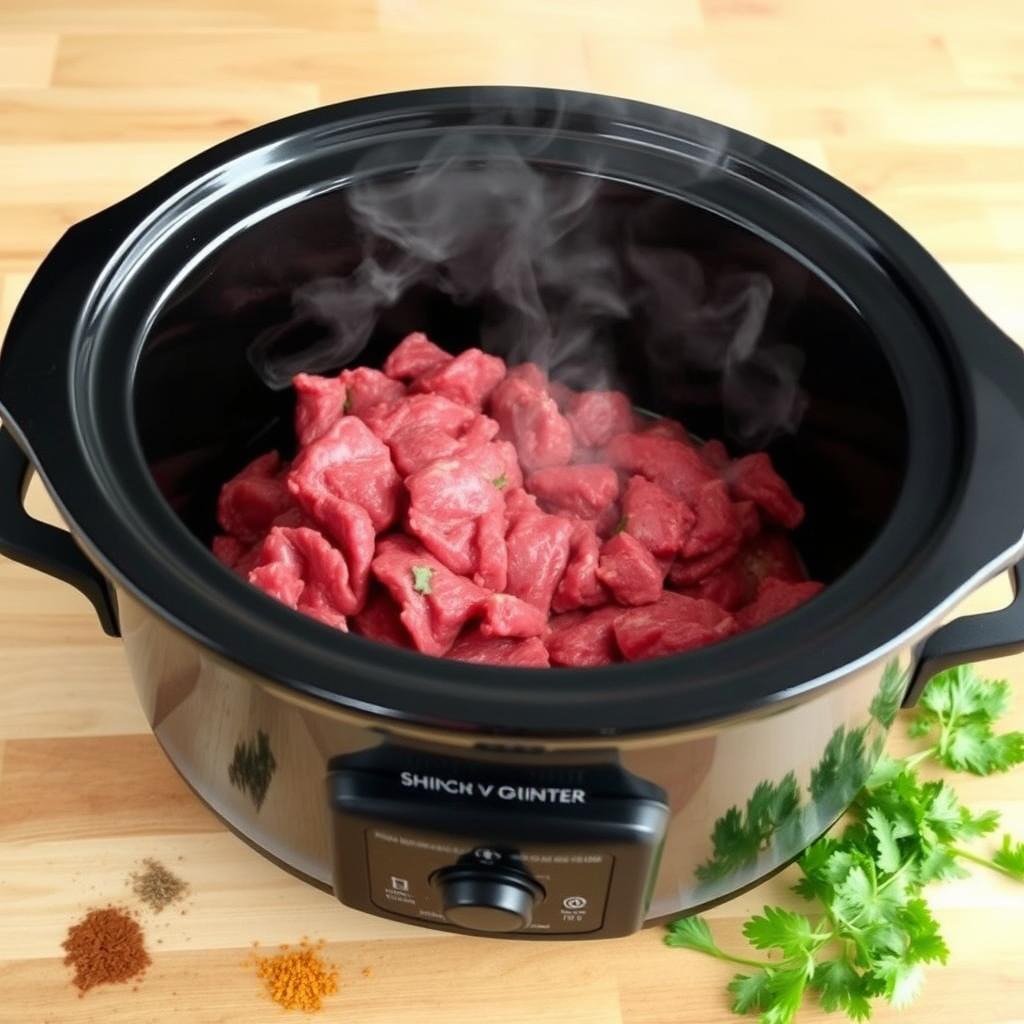 slow cooking raw ground beef